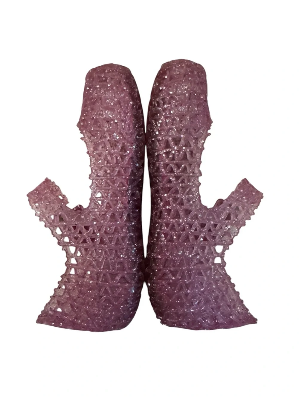 Mini Melissa Campana Zig Zag Pink Glitter Mary Jane Jelly Shoes Size 6